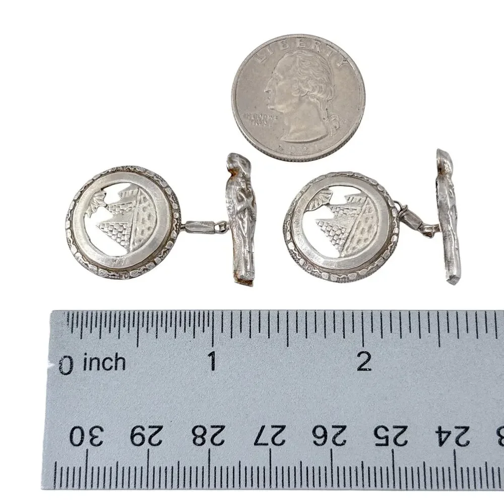 Vintage Sterling Silver 925 Egyptian Revival Cuff Links